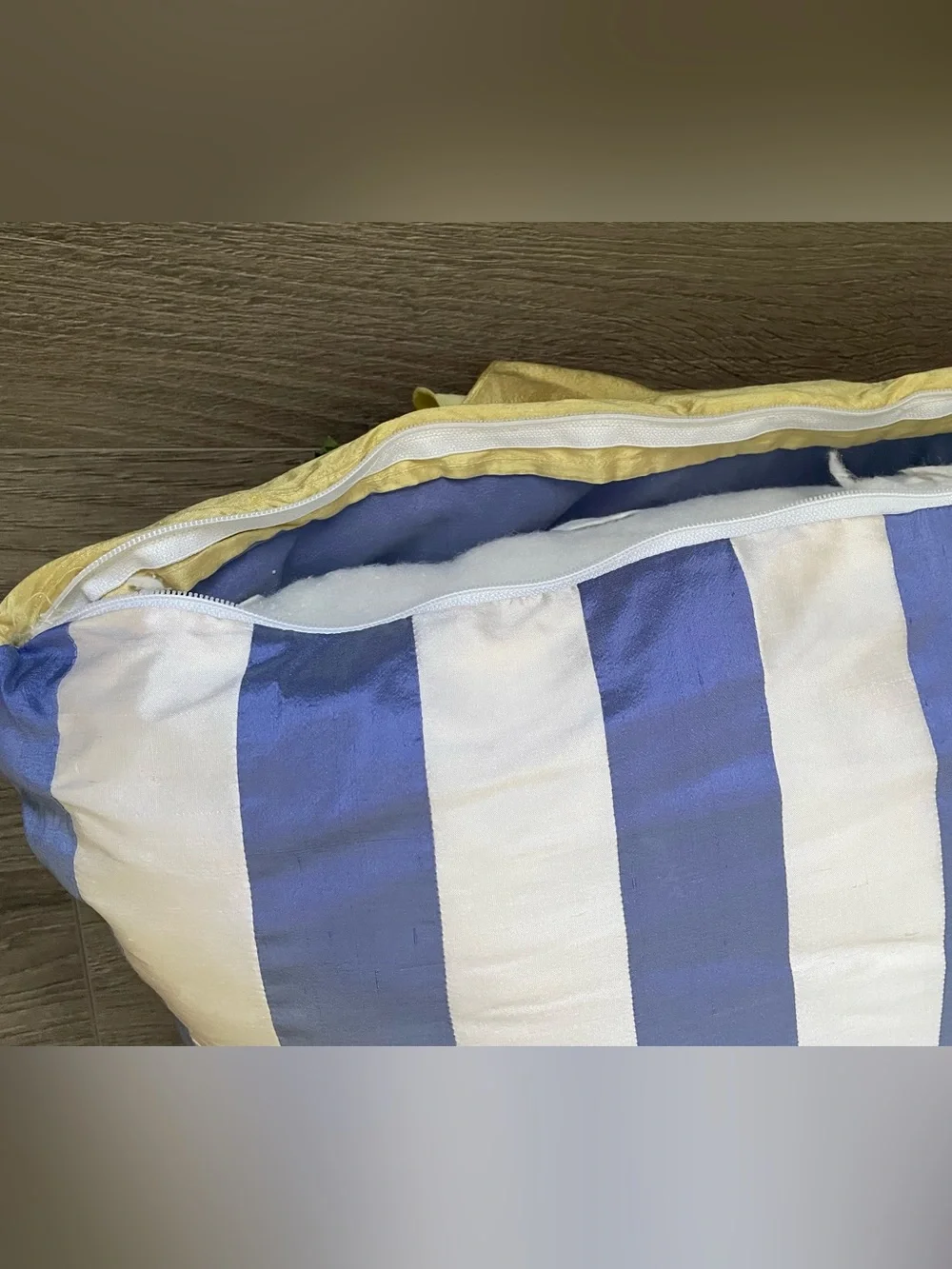 Decorative Accent Pillow Petals Flower Applique 18 x 18 Striped Silk Cottagecore